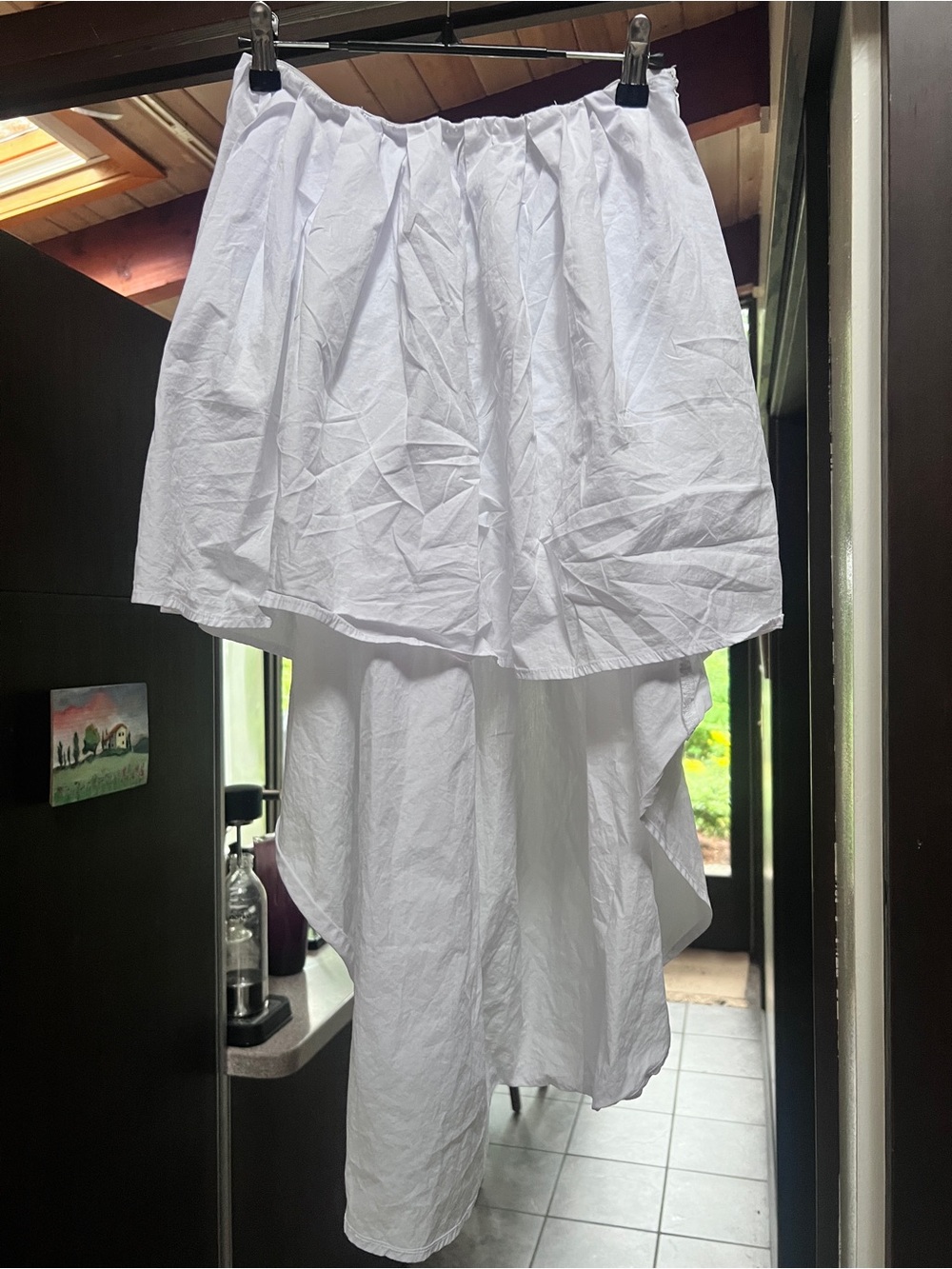 White High-Low Tiered Cotton Tube Top